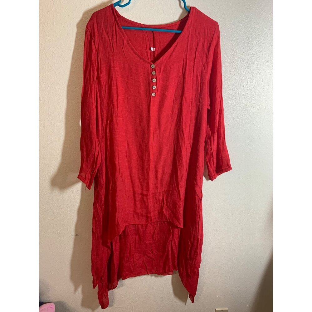 Chic Red High-Low Women's Dress
